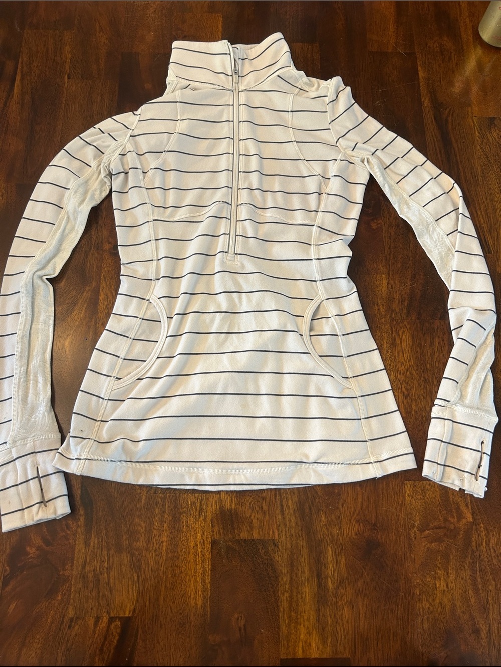 lululemon athletica White Striped Half-Zip Pullover